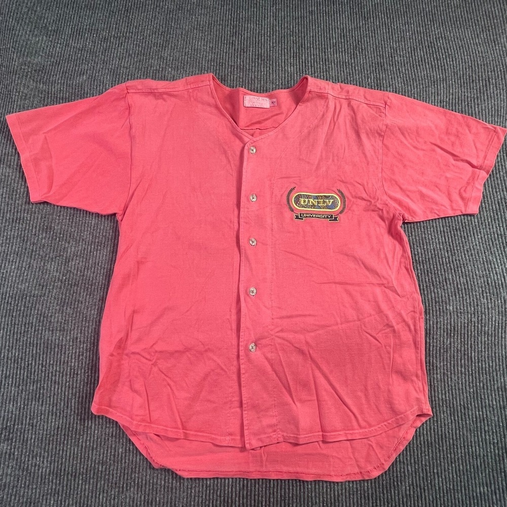 VTG UNLV Rebels Shirt Mens M Pink Button Up College 90s Baseball Embroidered USA